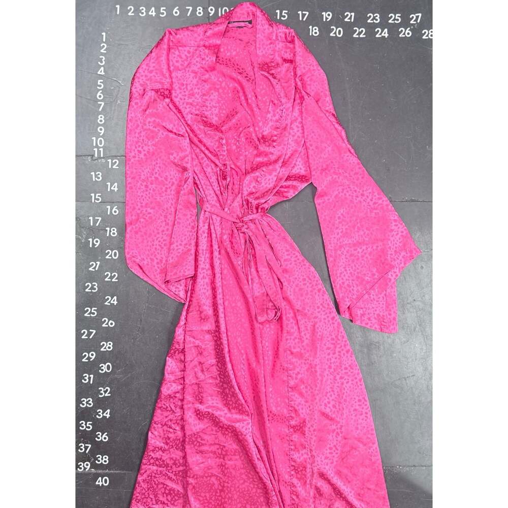 INC International Concepts Intimates Pink Animal Print Satin Long Robe Size S - Picture 2 of 7